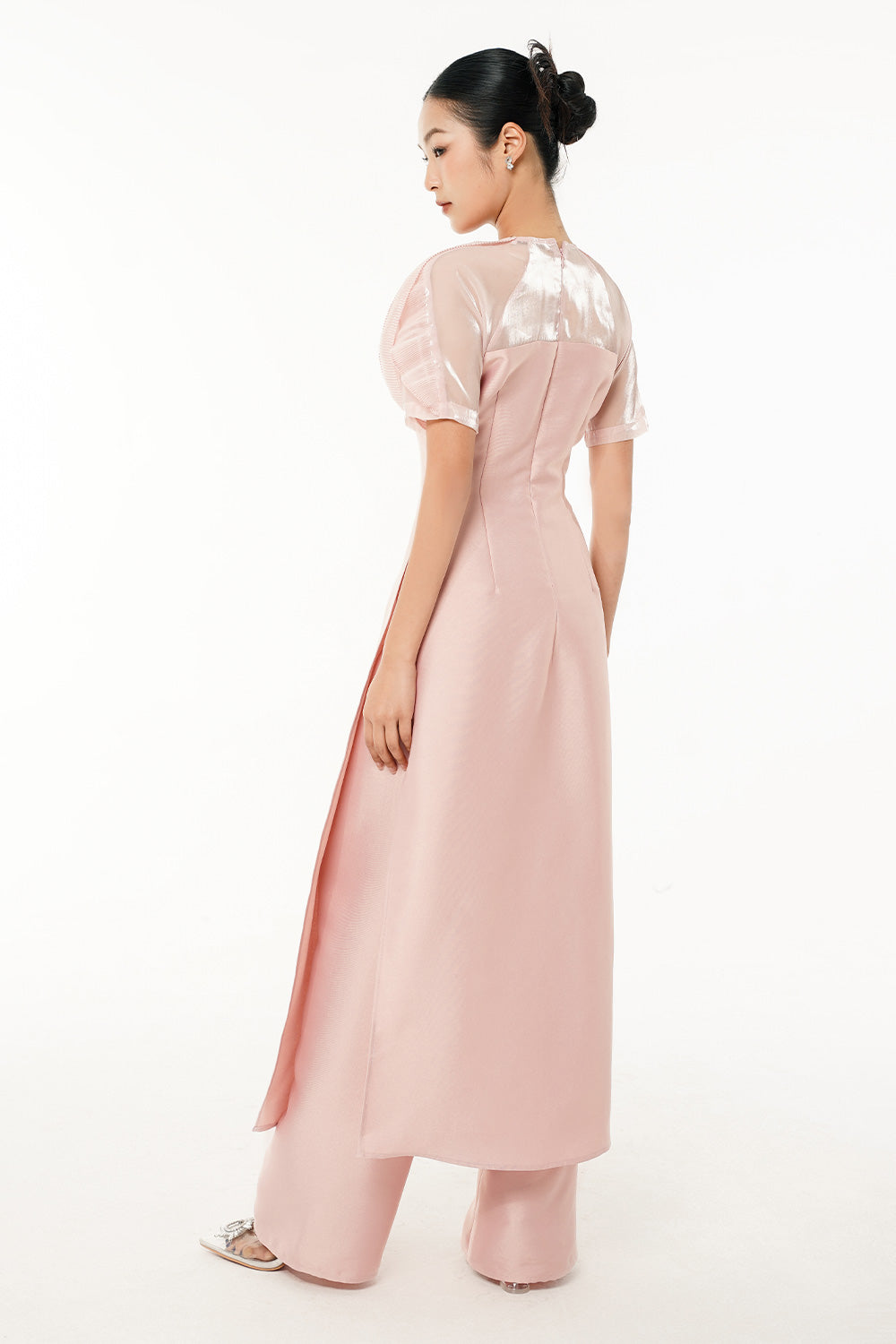 An Straight Wide Leg Taffeta Floor Length Pants