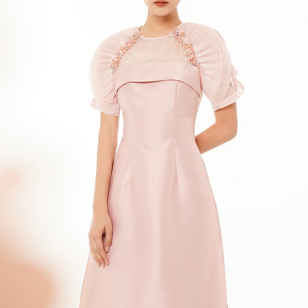 An Vu A-line Side Slit Taffeta Floor Length Ao Dai Set