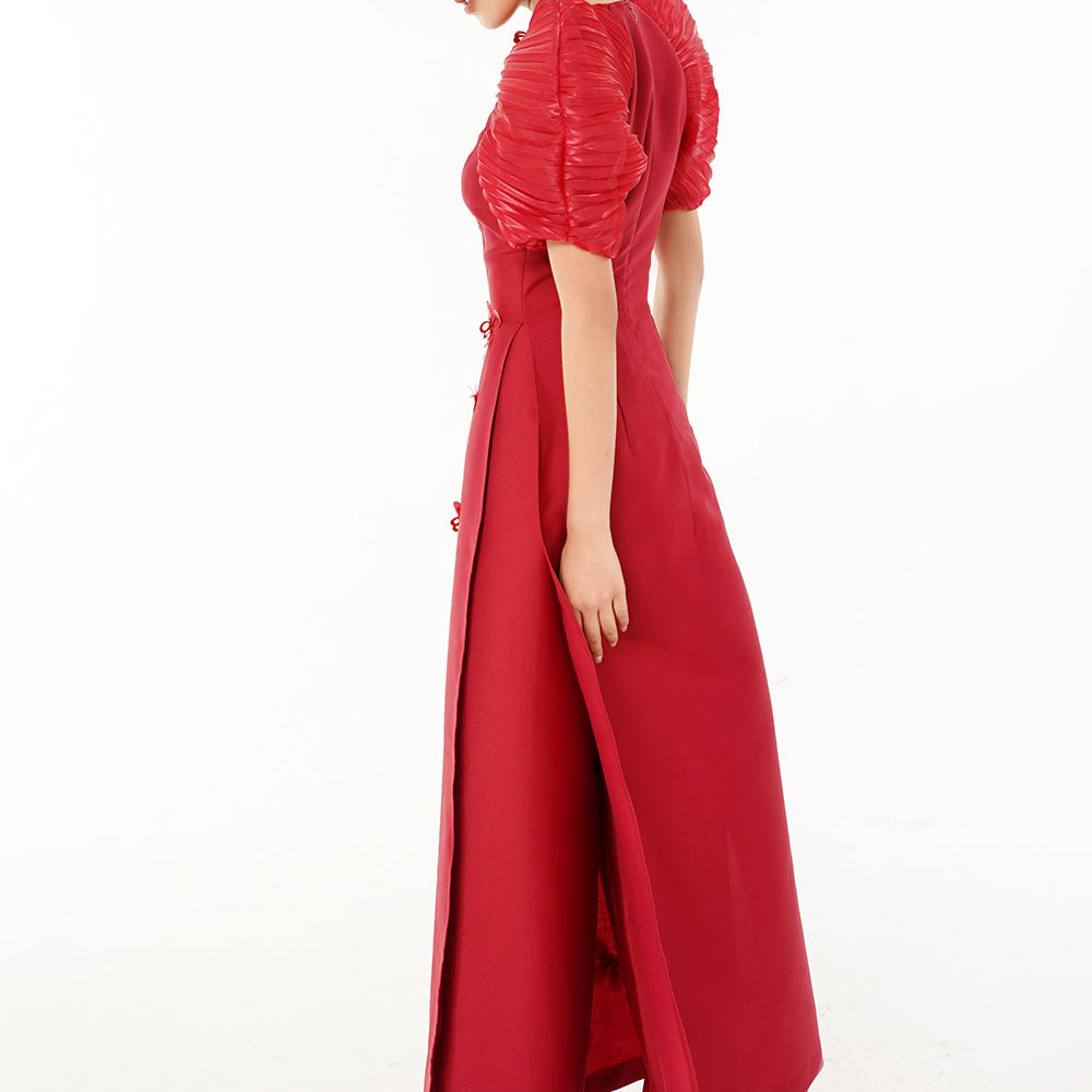 An Straight Wide Leg Taffeta Floor Length Pants