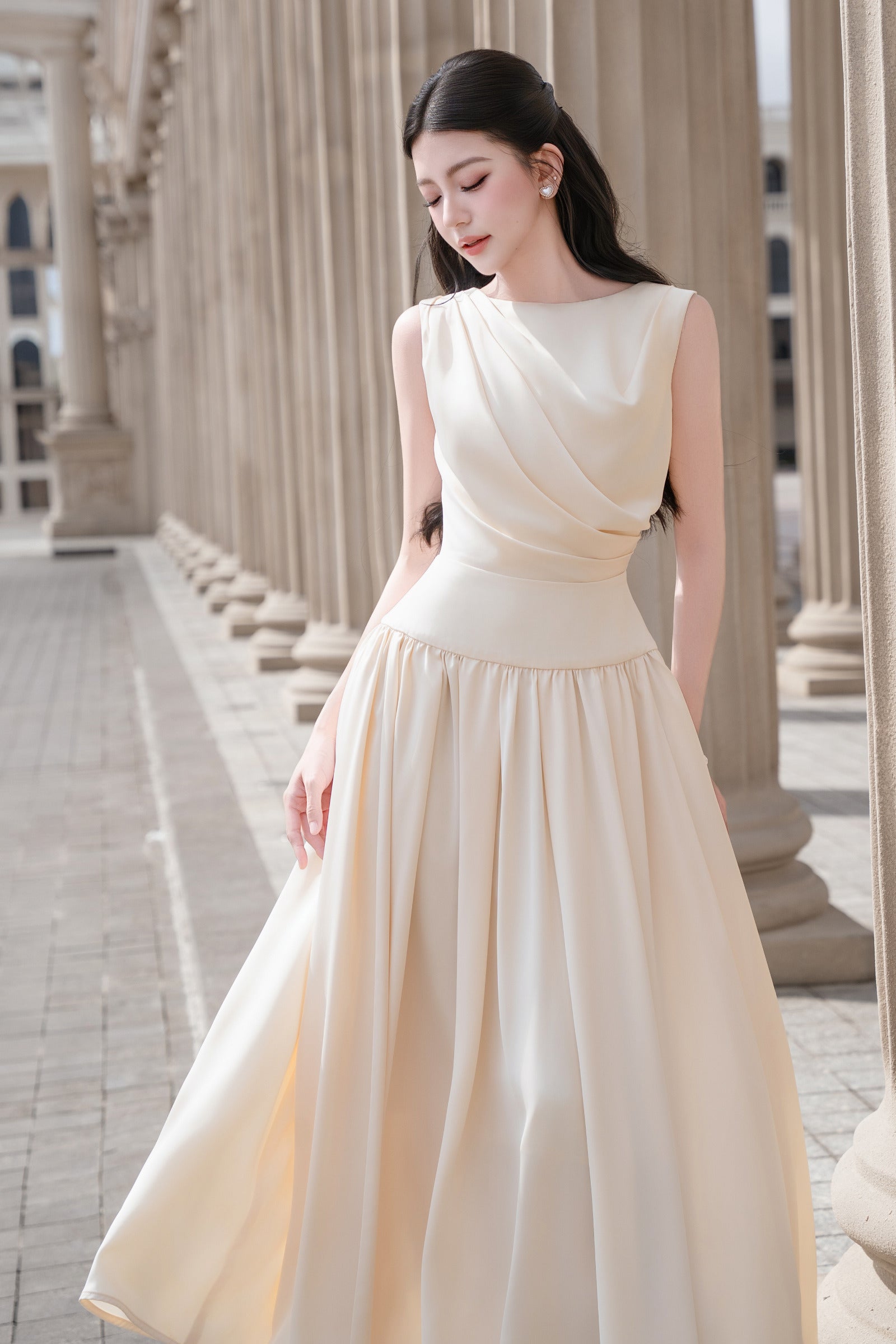 Valenza Draped Midi Dress