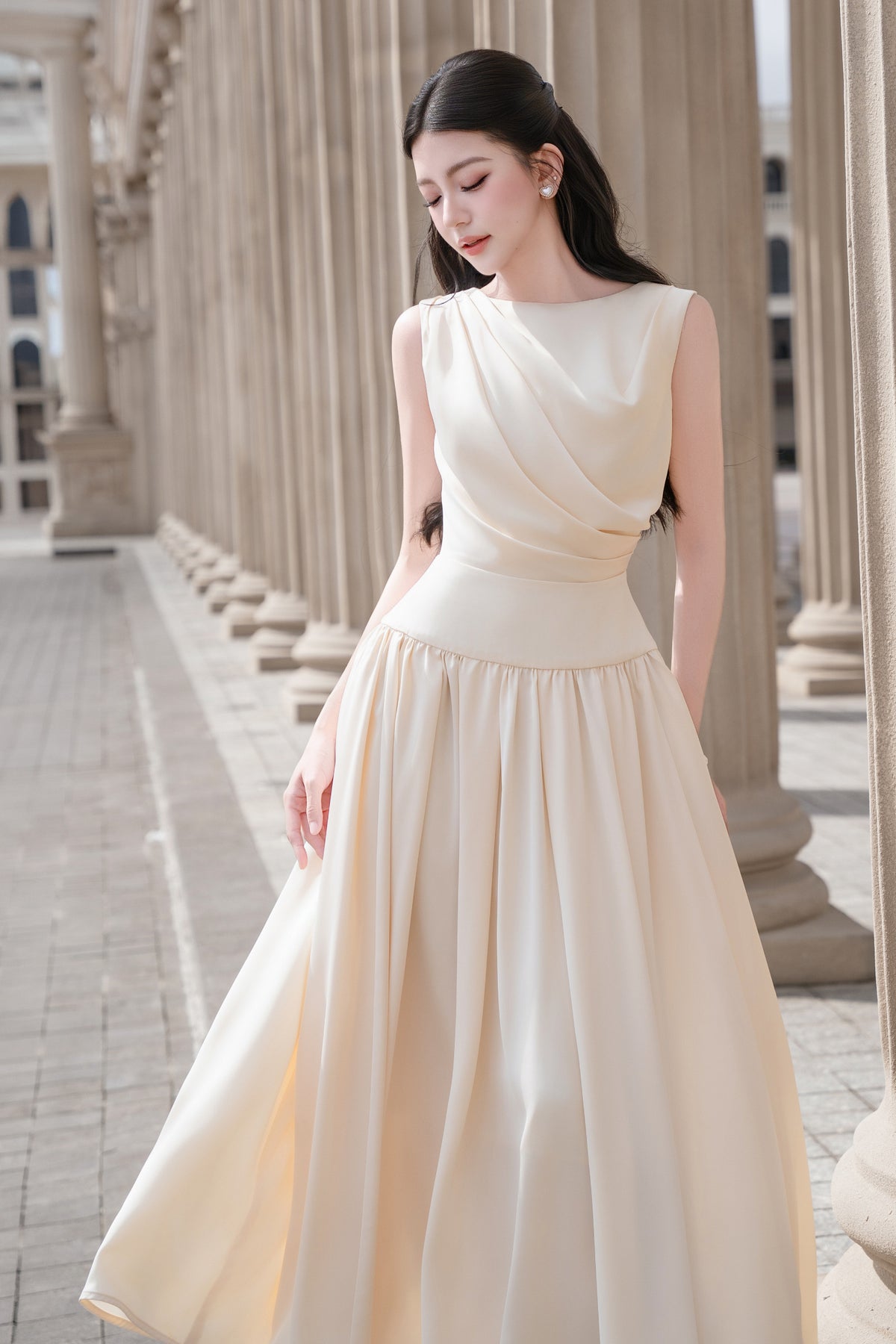 Valenza Draped Midi Dress