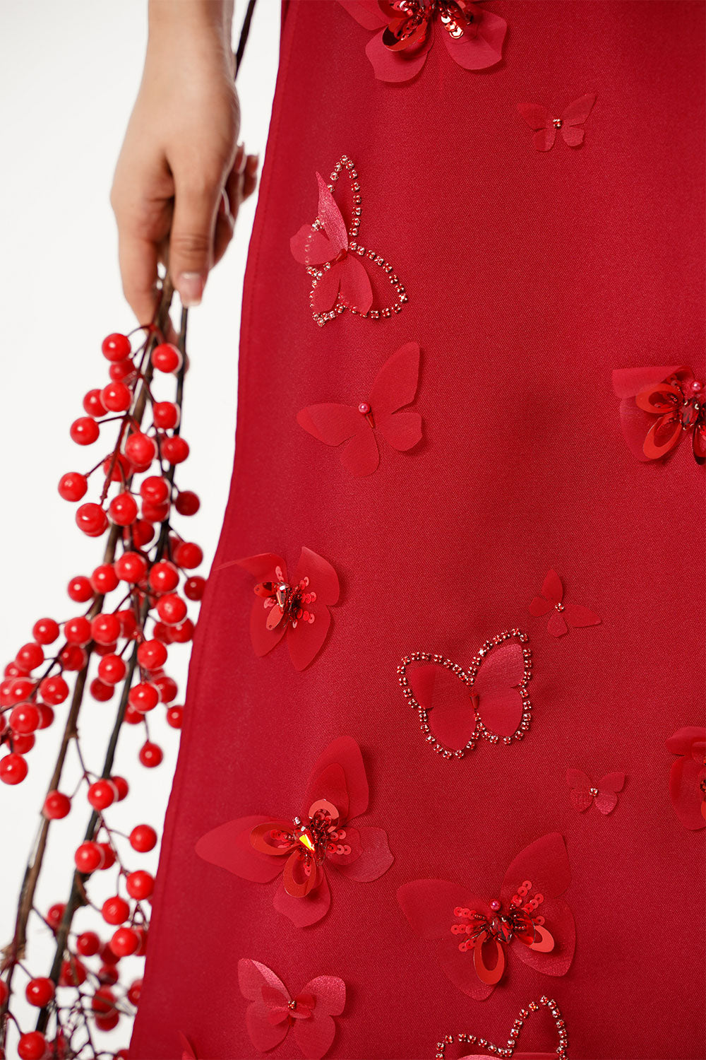 An Diep A-line Puffy Sleeved Taffeta Floor Length Ao Dai Set