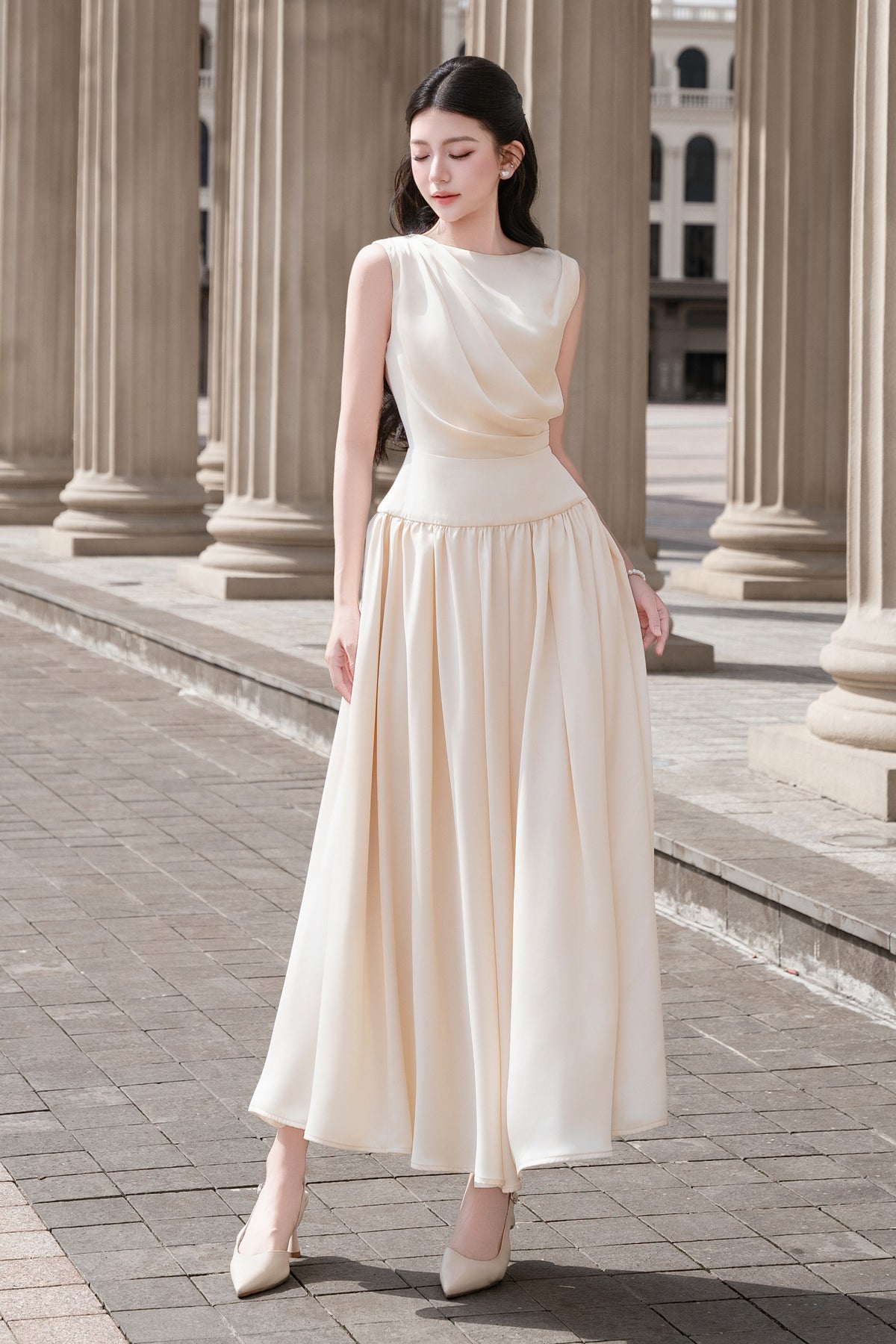 Valenza Draped Midi Dress
