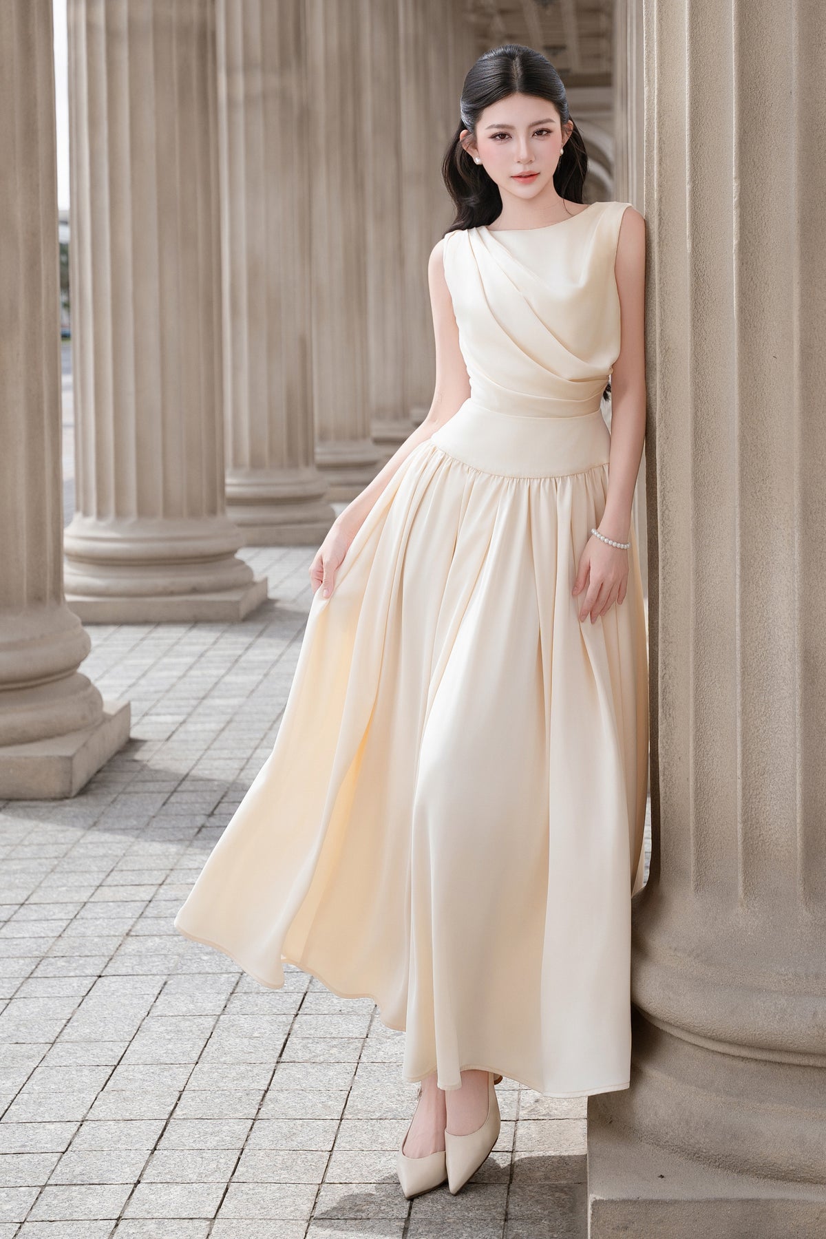 Valenza Draped Midi Dress