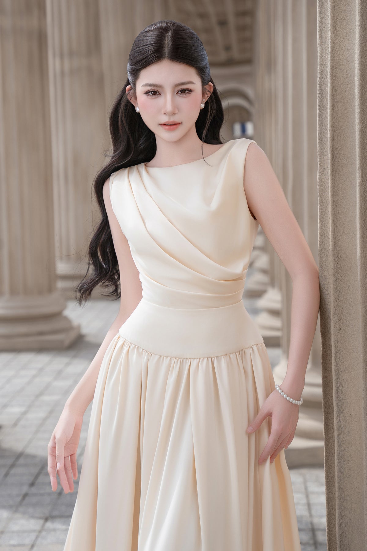 Valenza Draped Midi Dress