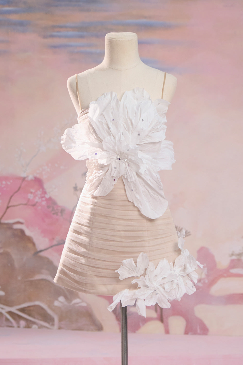 Darius A-line Floral Mesh Taffeta Mini Dress