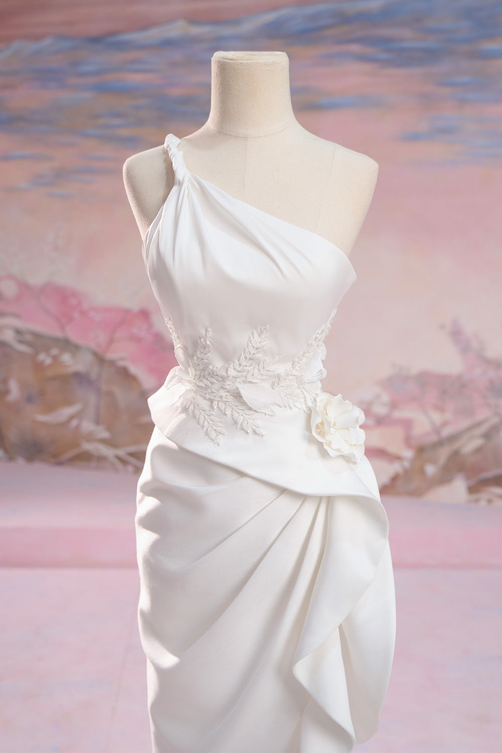 Calliope Slit One Shoulder Silk Midi Dress