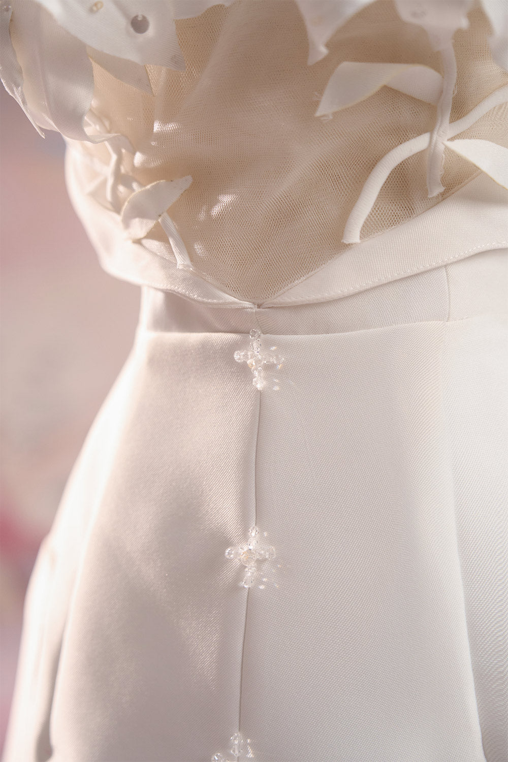 Vivian A-line Halter Neck Mesh Taffeta Mini Dress