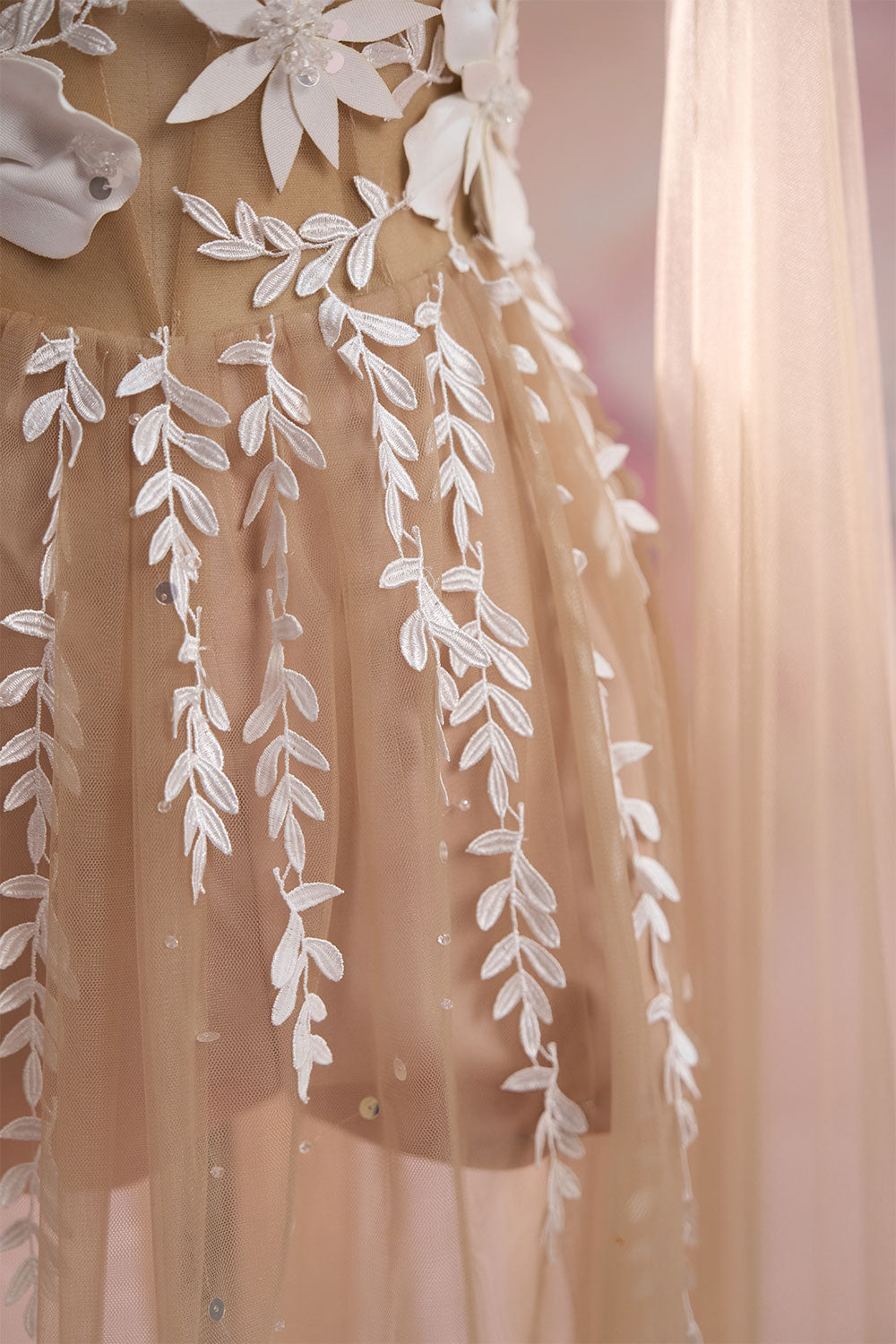 Emma A-line See-Through Mesh Silk Maxi Dress