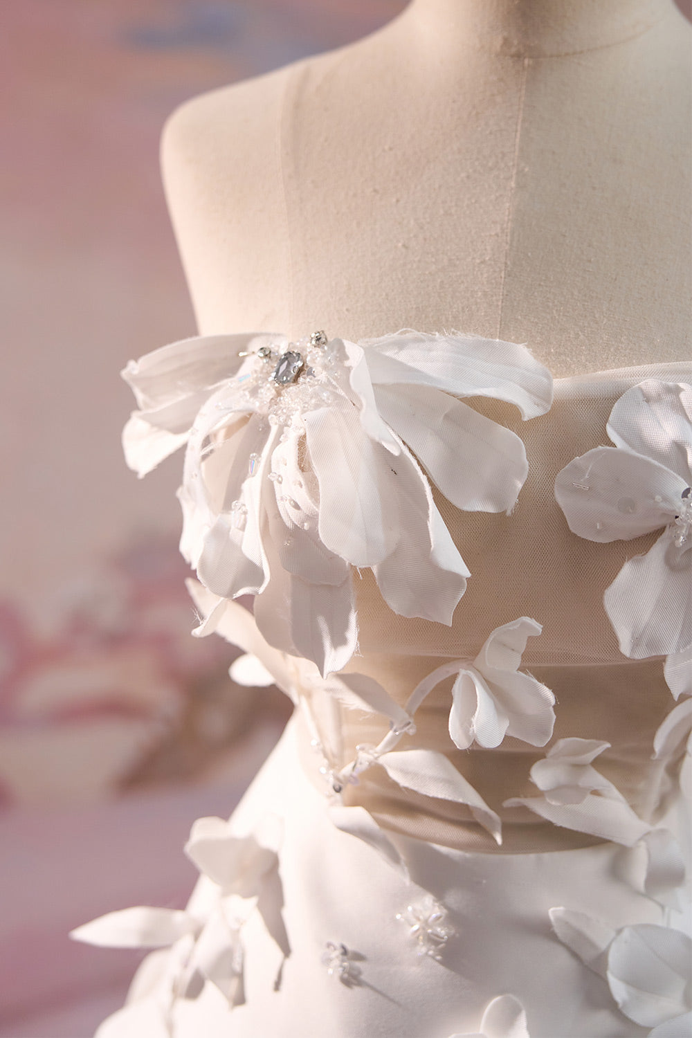 Levi A-line Straight Across Neck Mesh Taffeta Mini Dress