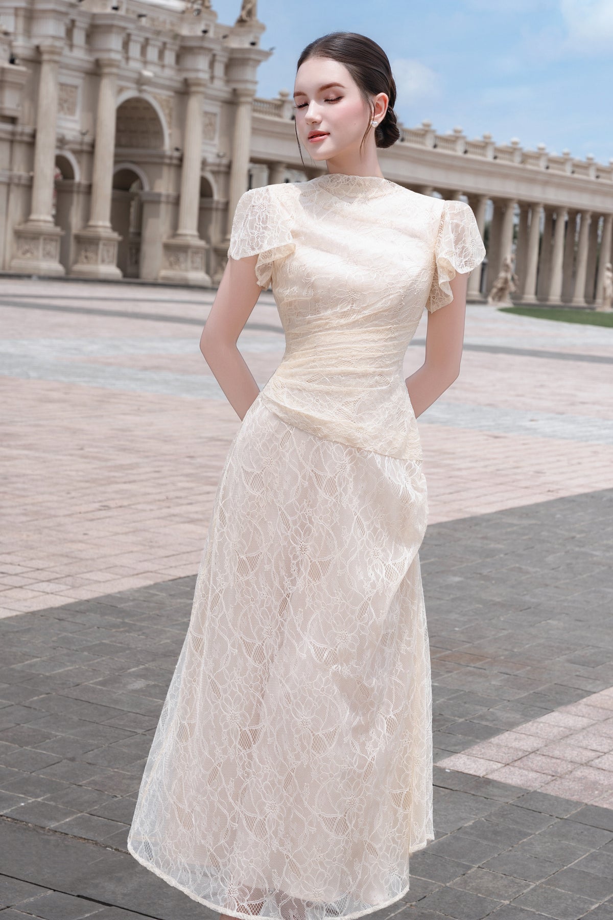 Colette Butterfly Sleeve Midi Dress