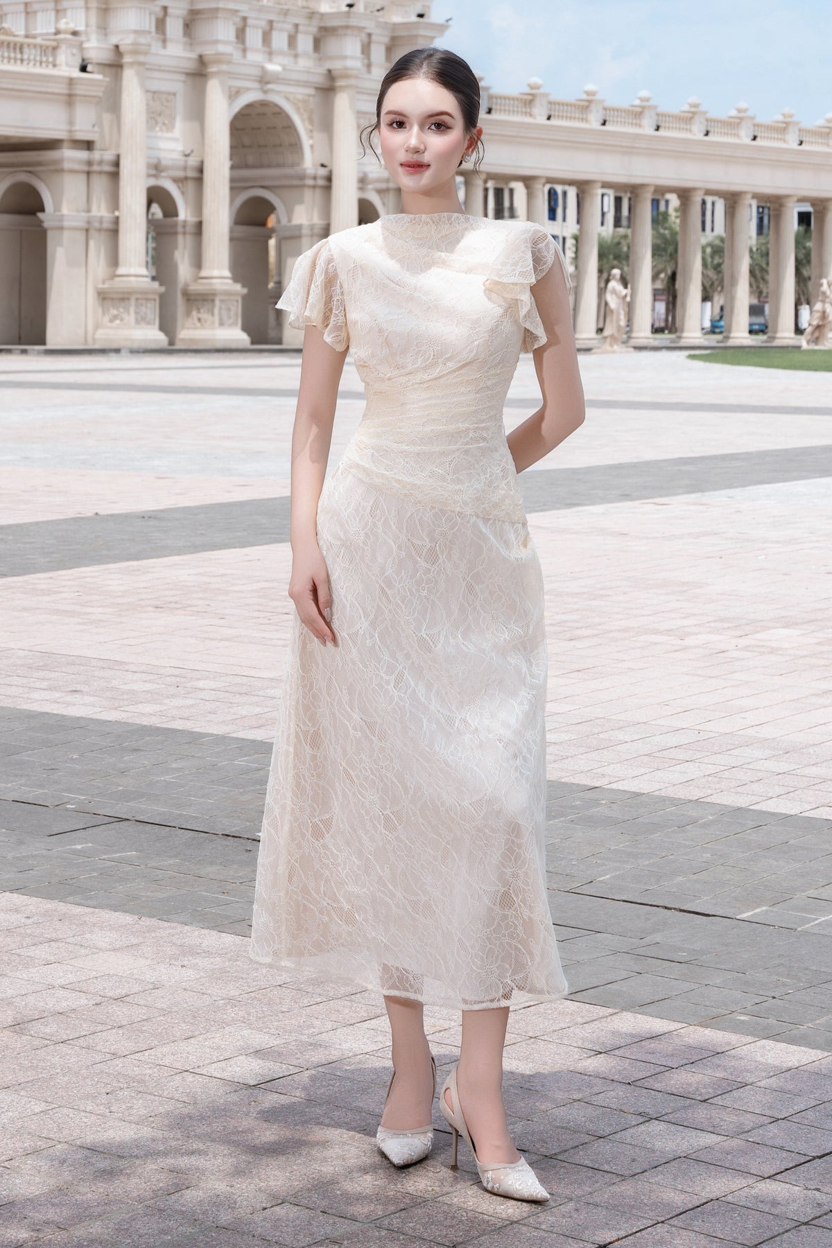 Colette Butterfly Sleeve Midi Dress