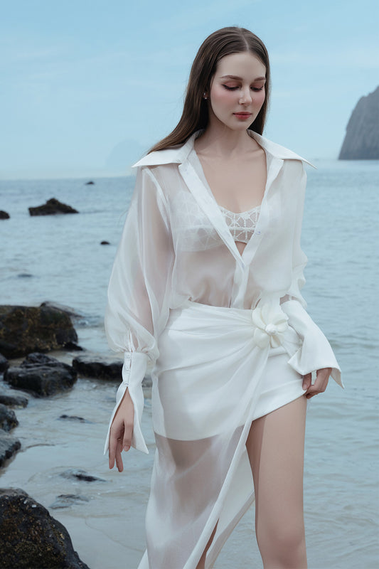 Garili Straight Sheer Organza Shirt