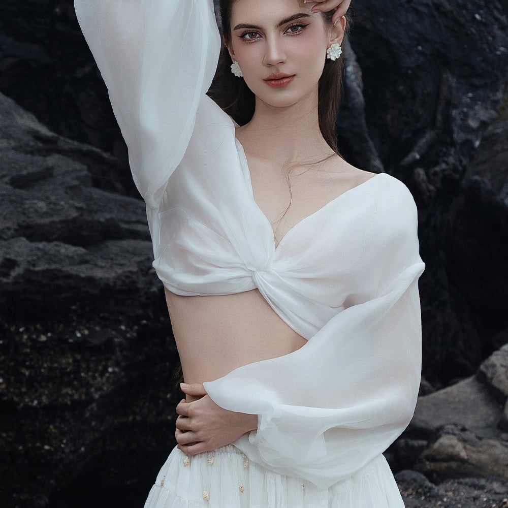 Roki Straight Twisted Organza Crop Top