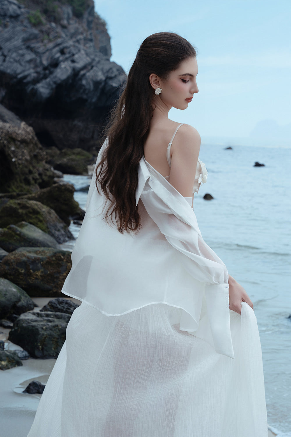 Garili Straight Sheer Organza Shirt