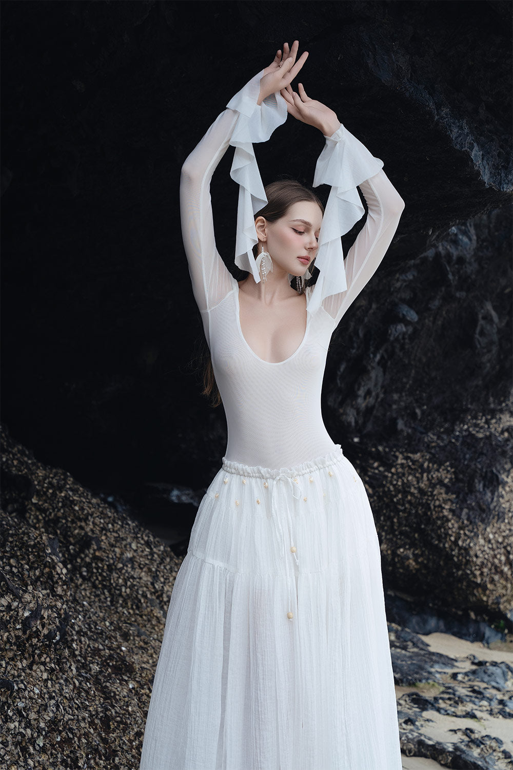 Emma Bodycon Scoop Neck Mesh Spandex Top