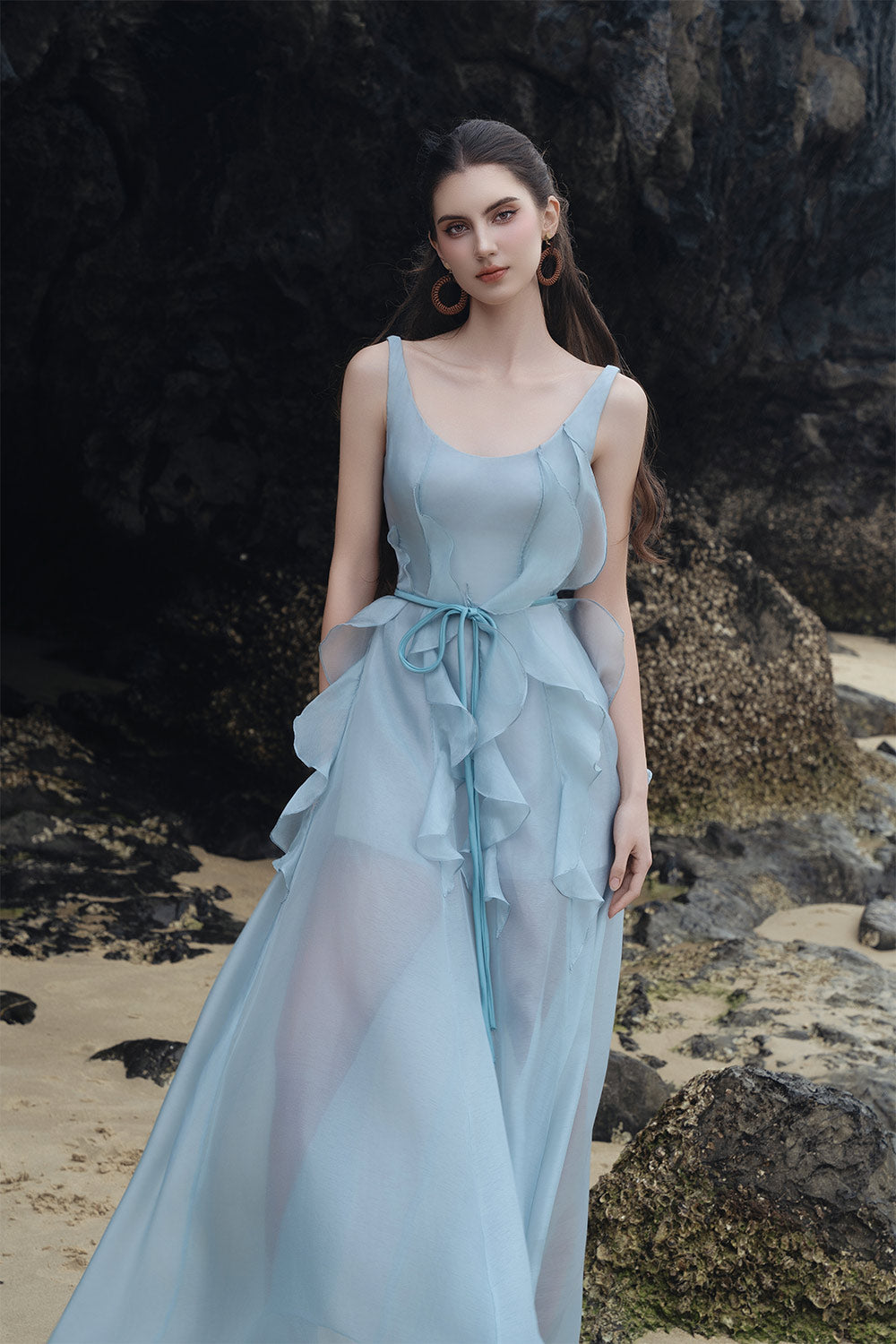 green emerald velvet dress Two Pieces Simple Flowy Organza Fluffy Ball Gown Wedding Dresses AWD1736 main image 1