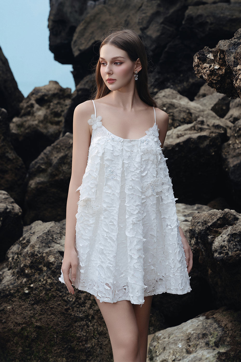 Eleanor Babydoll Spaghetti Strap Silk Lace Mini Dress