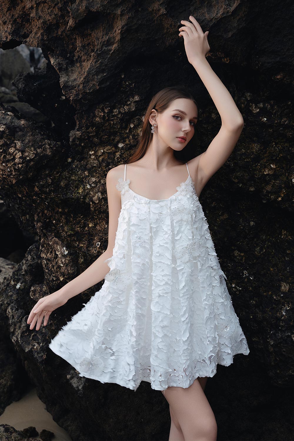 Eleanor Babydoll Spaghetti Strap Silk Lace Mini Dress