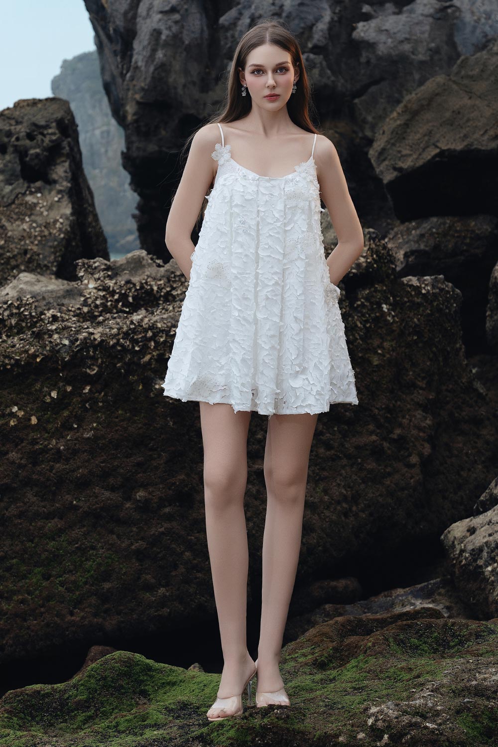 Eleanor Babydoll Spaghetti Strap Silk Lace Mini Dress