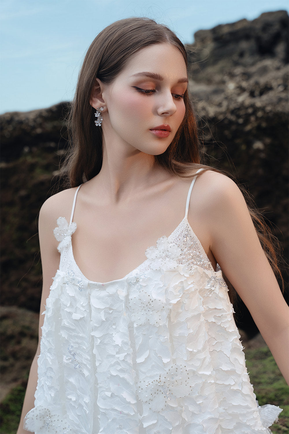 Women's Eleanor Babydoll Spaghetti Strap Silk Lace Mini Dress S/M/L/Customize White MEAN BLVD White / S Women's Eleanor Babydoll Spaghetti Strap Silk Lace Mini Dress S/M/L/Customize White MEAN BLVD White / S