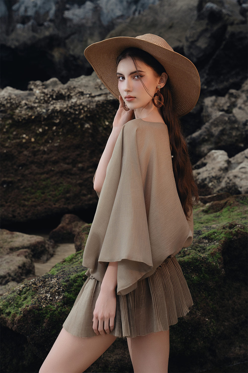 linen batwing dress Extravagant Linen Dress with Batwing 3XL / Gray Melange