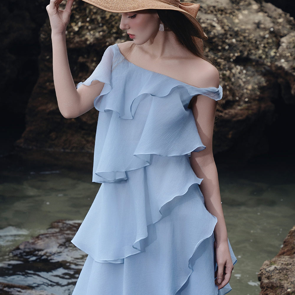 Joana Layered Off-Shoulder Organza Maxi Dress