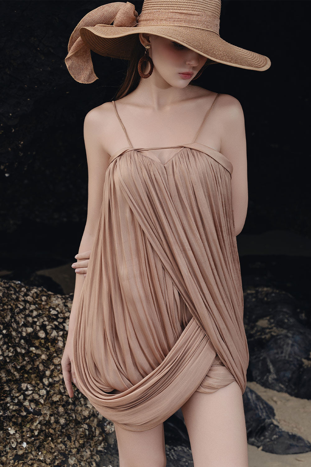 Jayce Cocoon Crossover Silk Organza Mini Dress