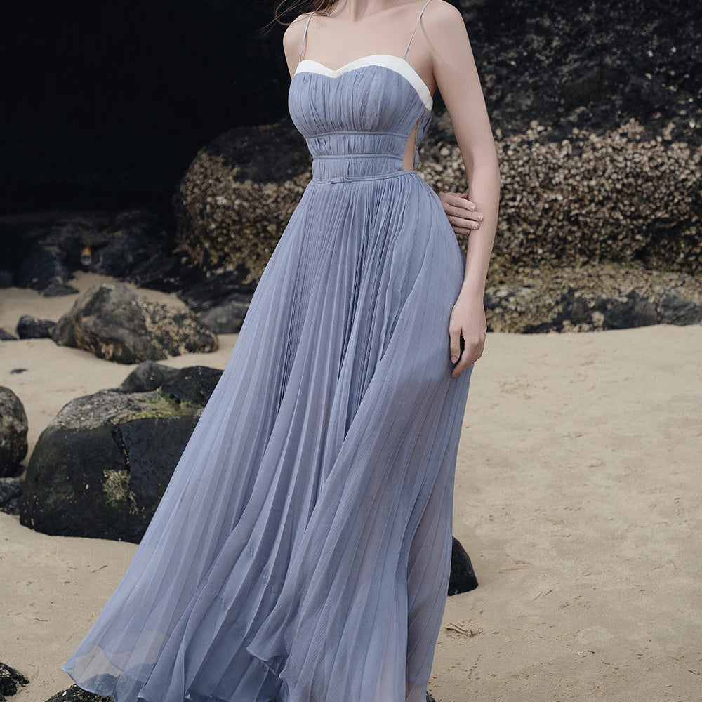 pleated flared maxi dress ASOS DESIGN flared sleeve tiered pleated maxi dress in dusky blue