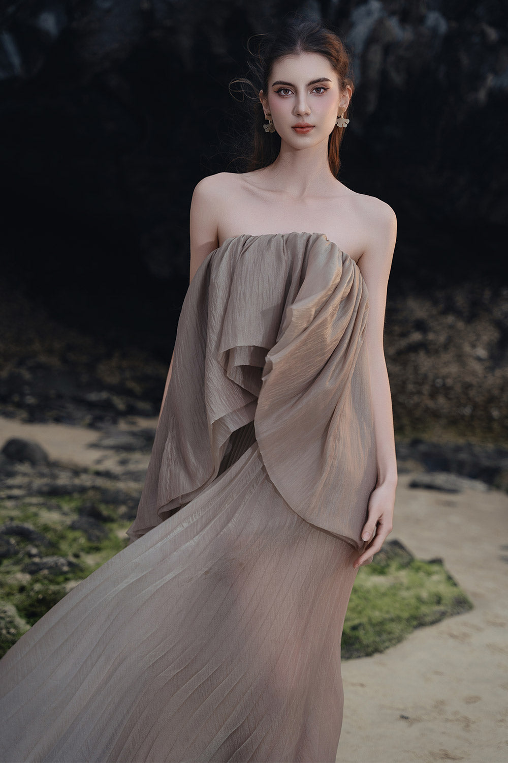 Veroni Tent Layered Organza Maxi Dress