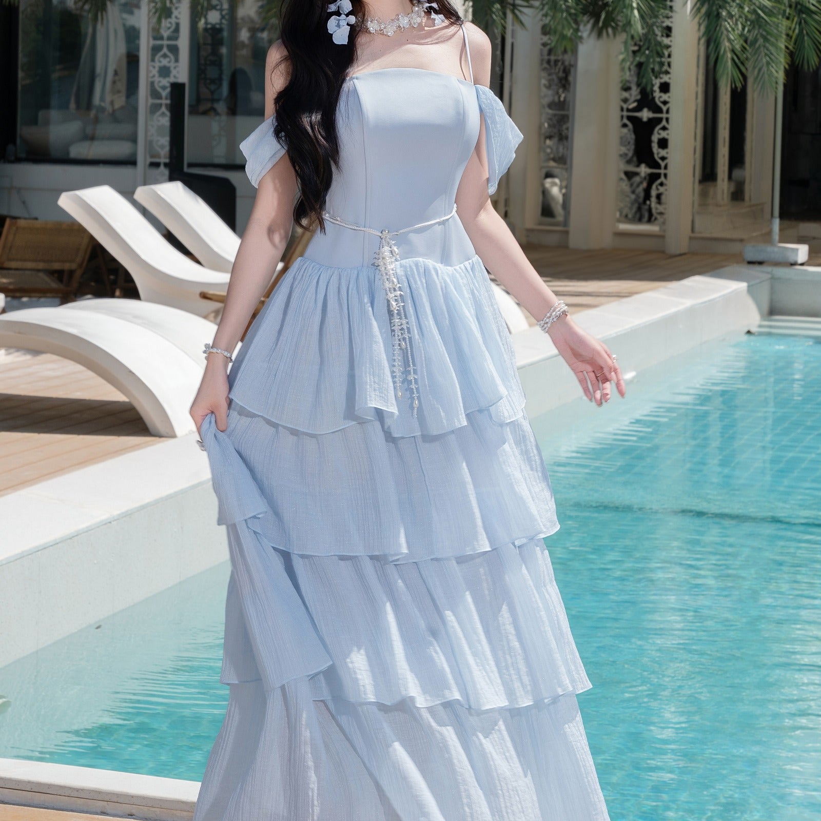 Etoulie Cold Shoulder Sleeve Maxi Dress