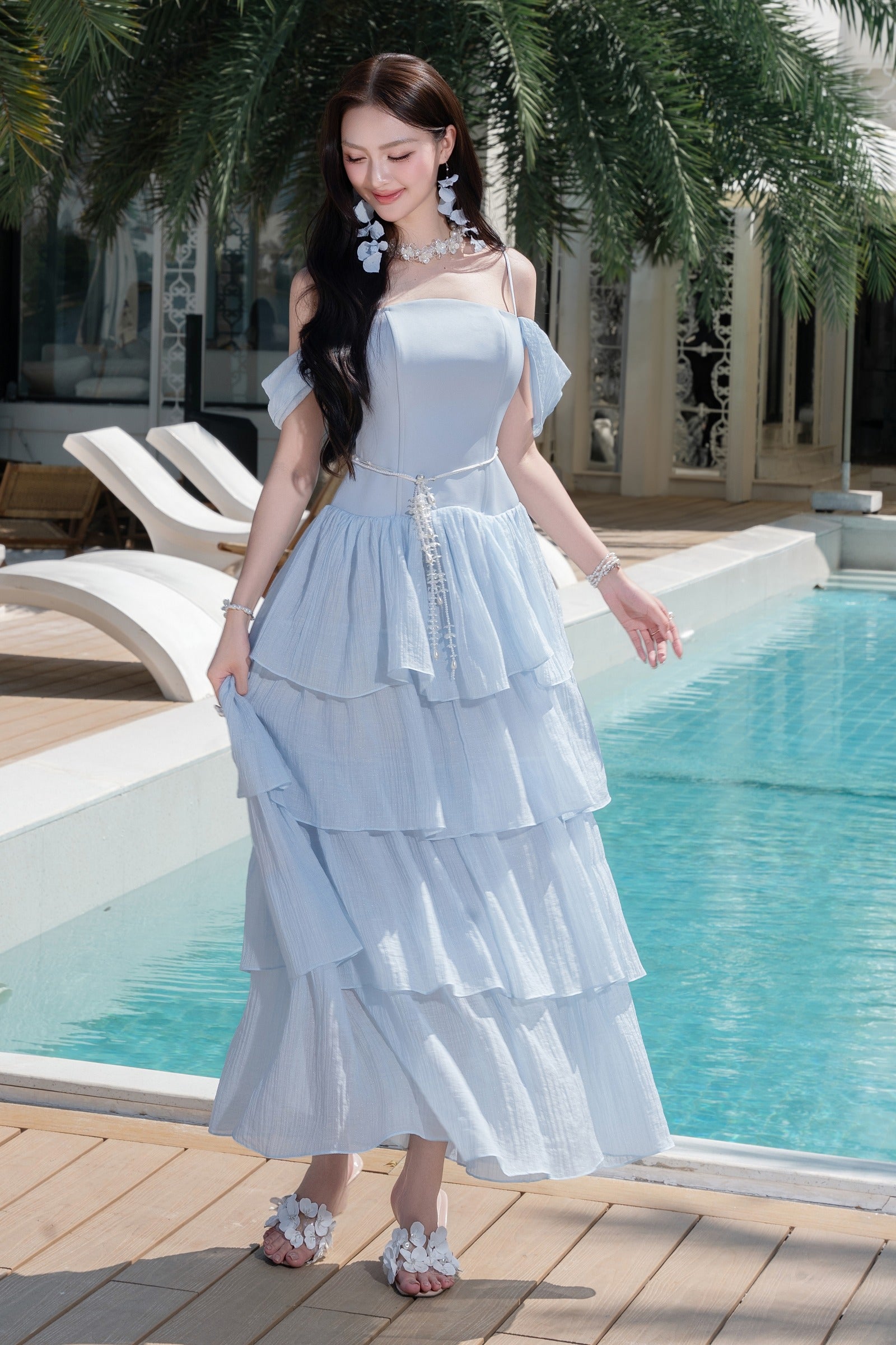 Etoulie Cold Shoulder Sleeve Maxi Dress