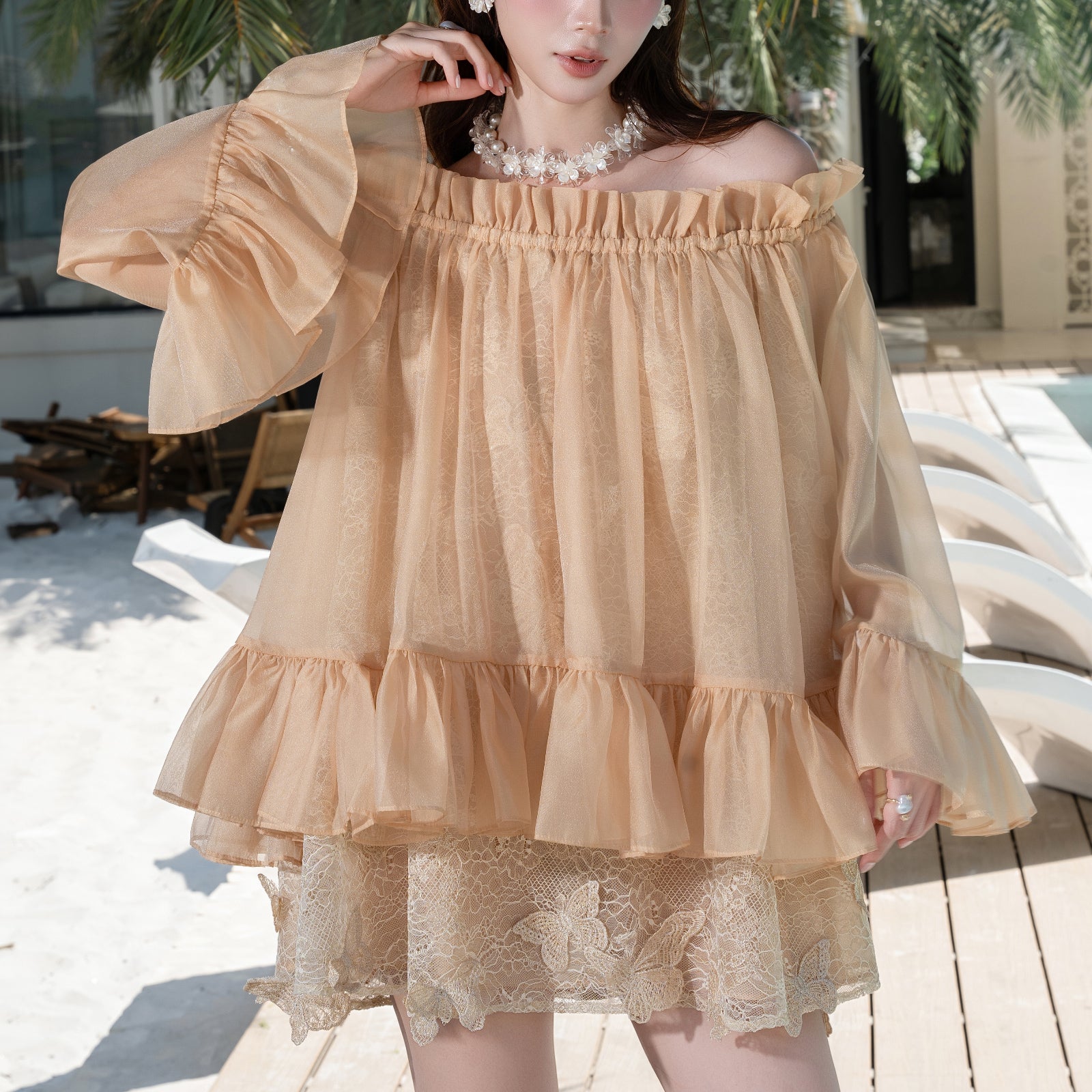 Redan Off-Shoulder Mini Dress