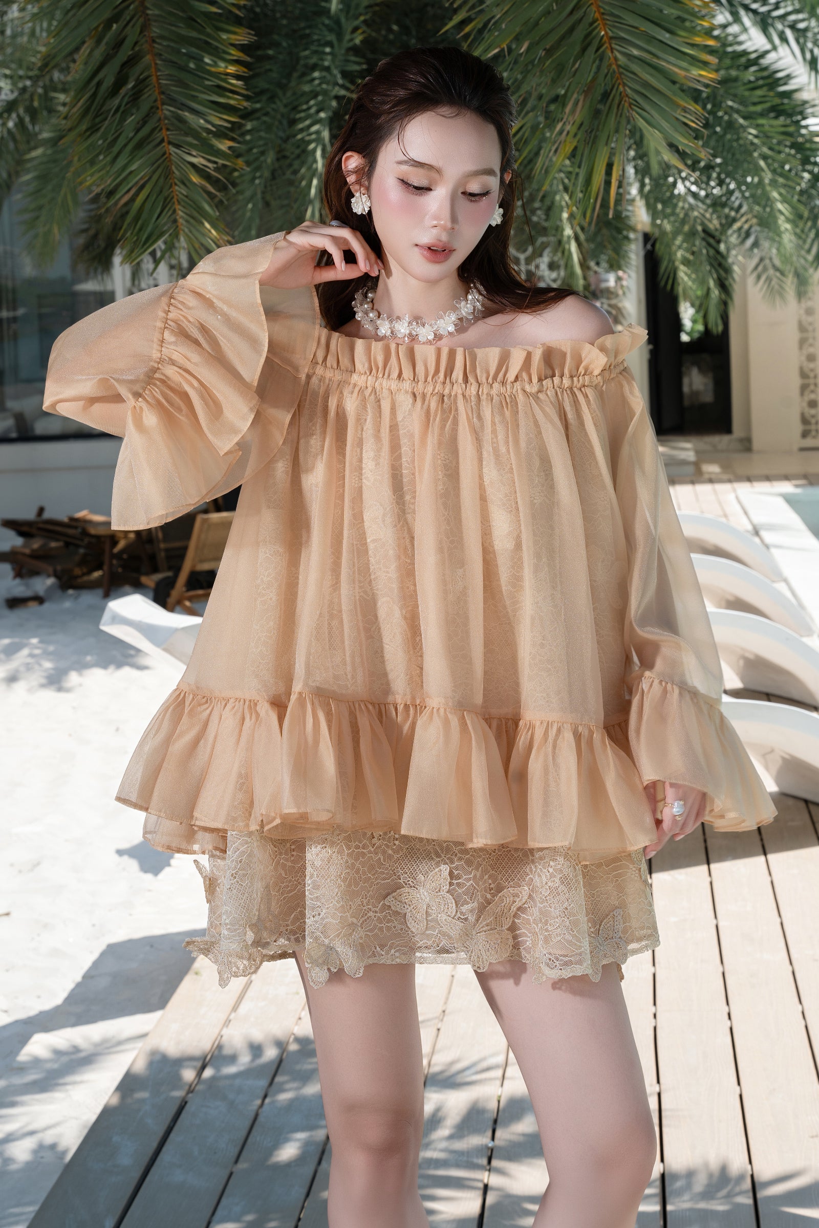 Redan Off-Shoulder Mini Dress