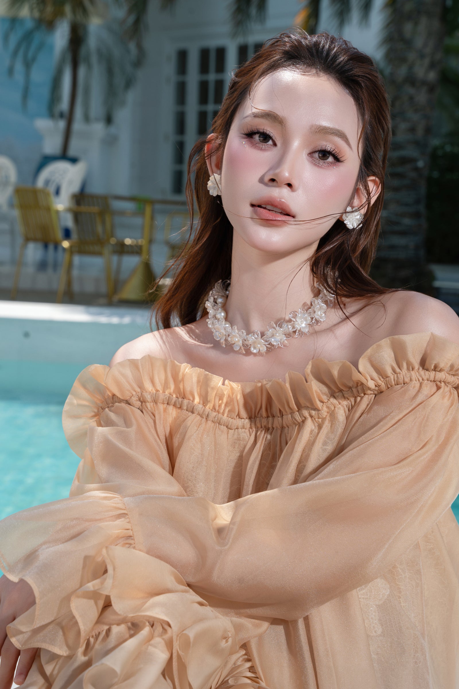 Redan Off-Shoulder Mini Dress