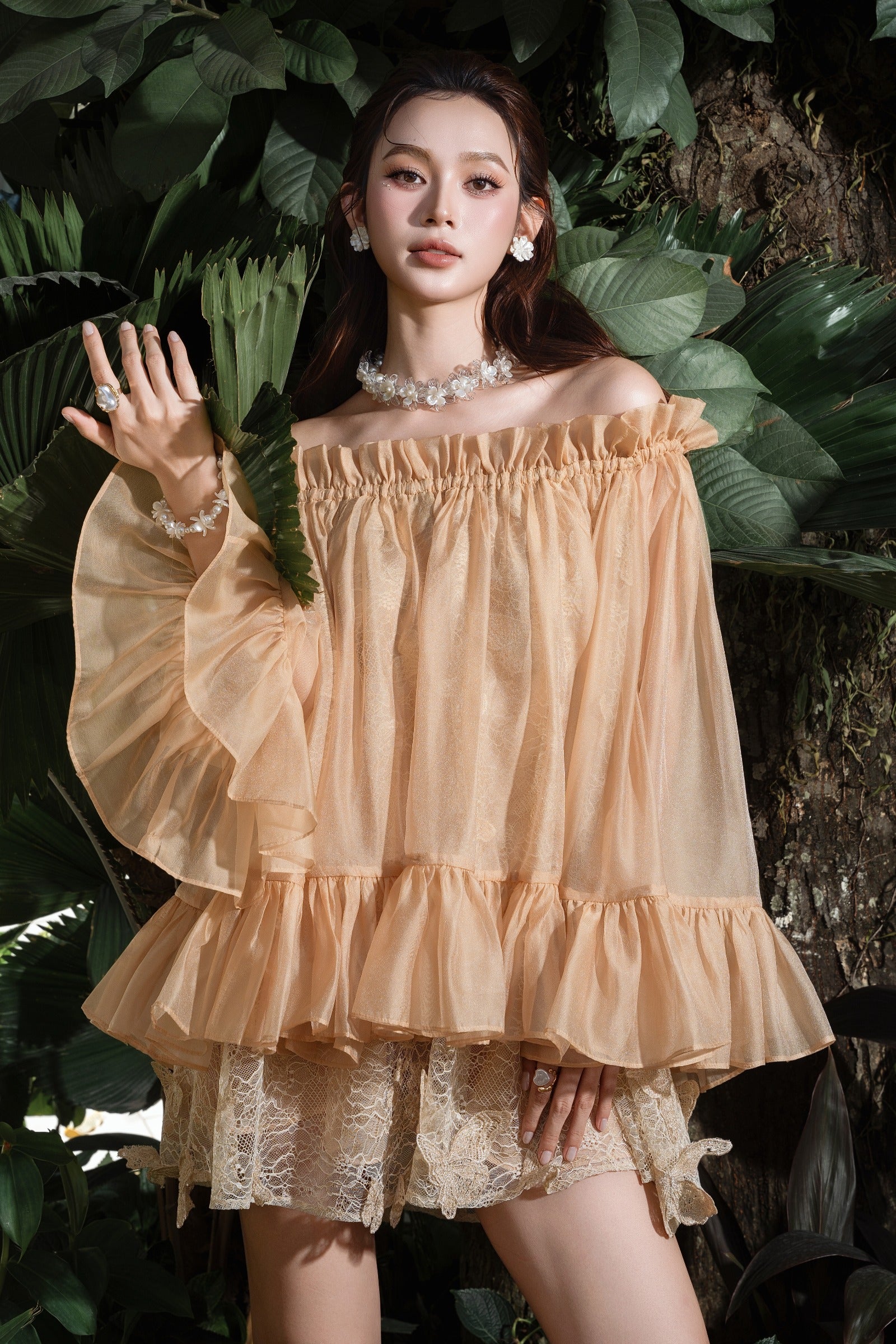 Redan Off-Shoulder Mini Dress