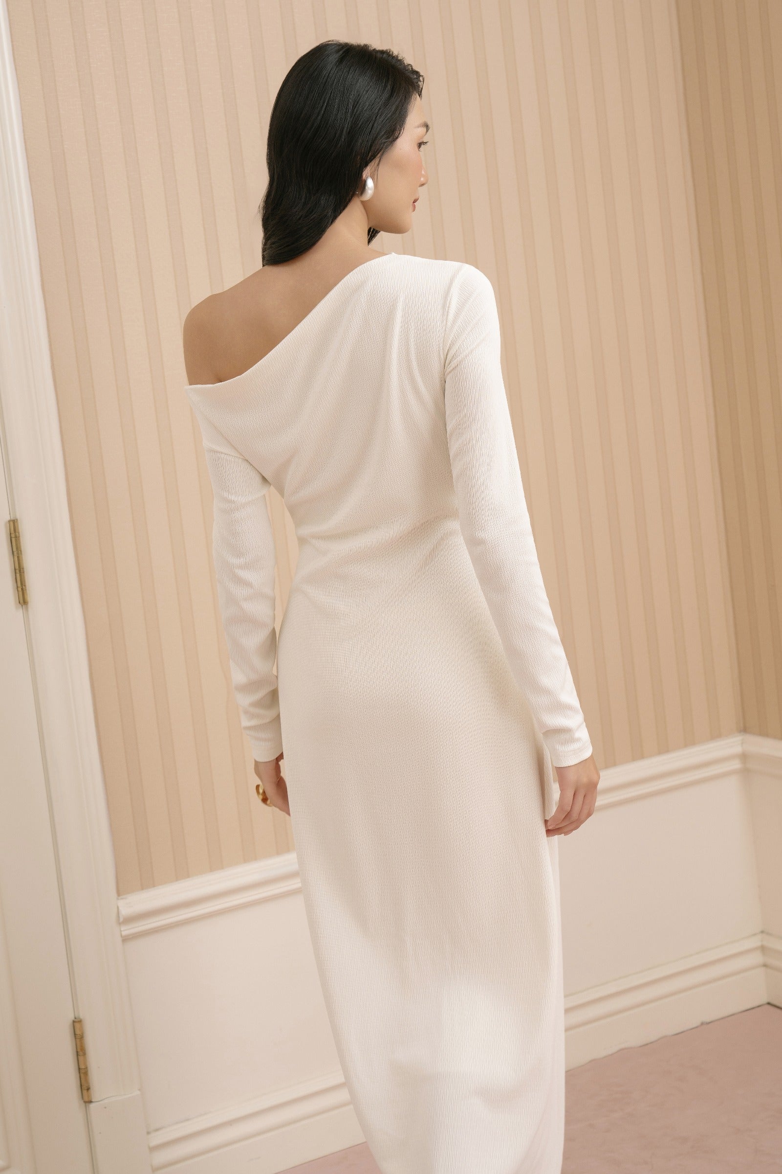 Luna Asymmetric Neck Midi Dress