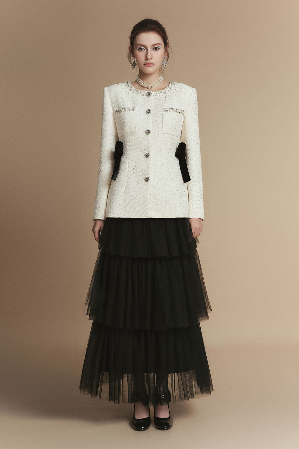 Phoenix Straight Bow Tie Tweed Jacket