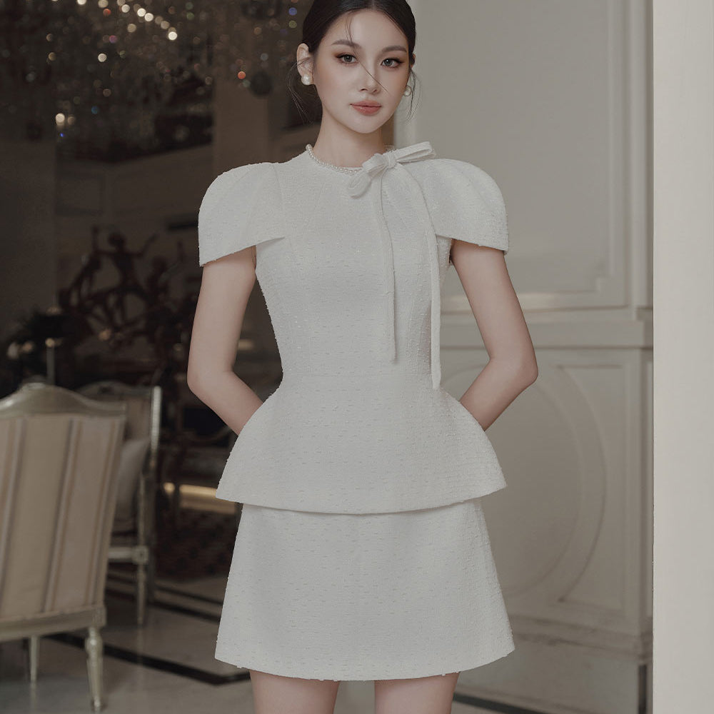 Calla A-line High Waist Tweed Mini Skirt