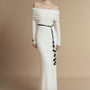 Eira Sheath Off-Shoulder Lace Ankle Length Dress