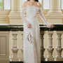 Minh Chau Sheath Off-Shoulder Lace Midi Ao Dai