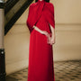 Khue Cat A-line Crossover Neck Silk Satin Midi Ao Dai