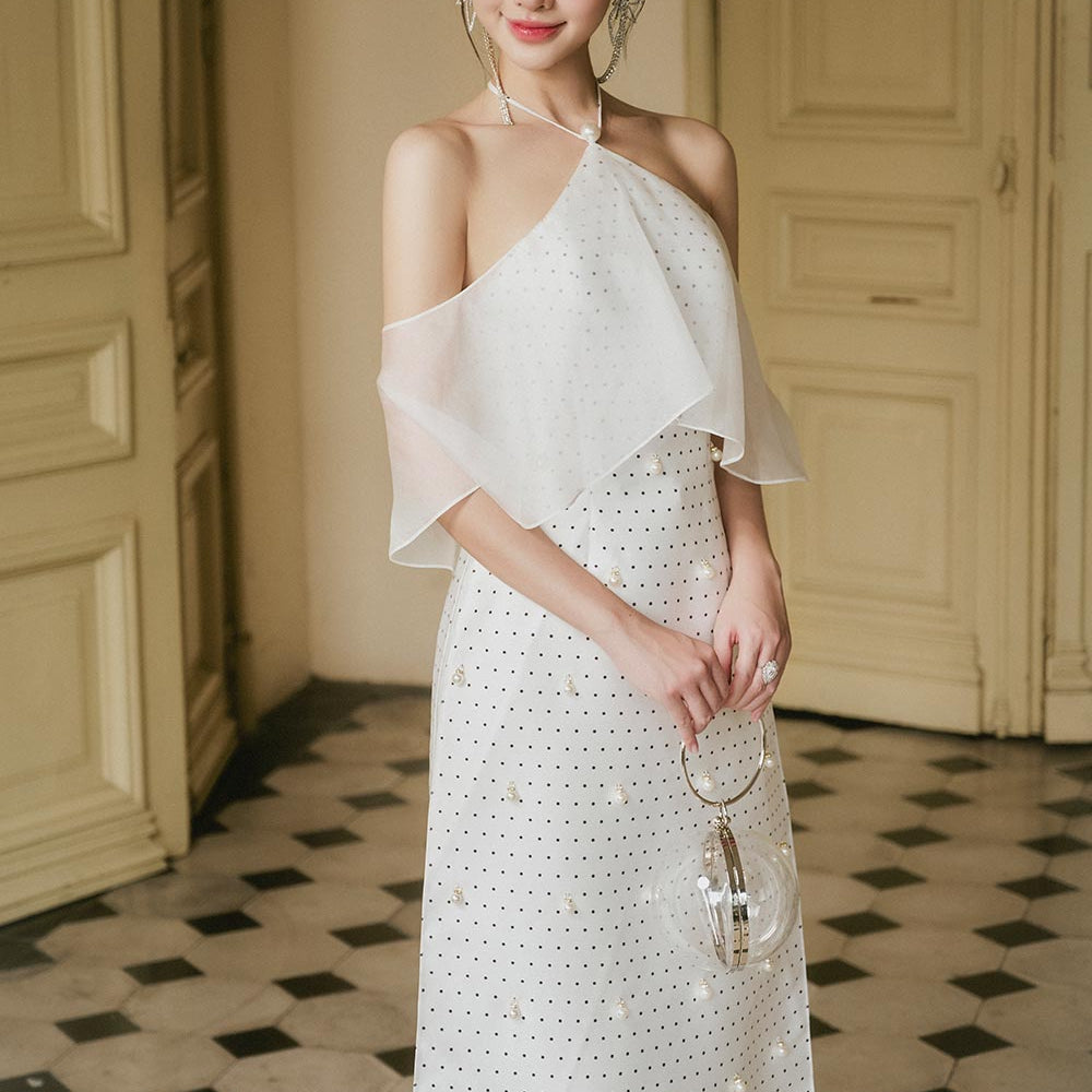 Gia Han A-line Cold Shoulder Sleeved Taffeta Silk Ankle Length Ao Dai Set