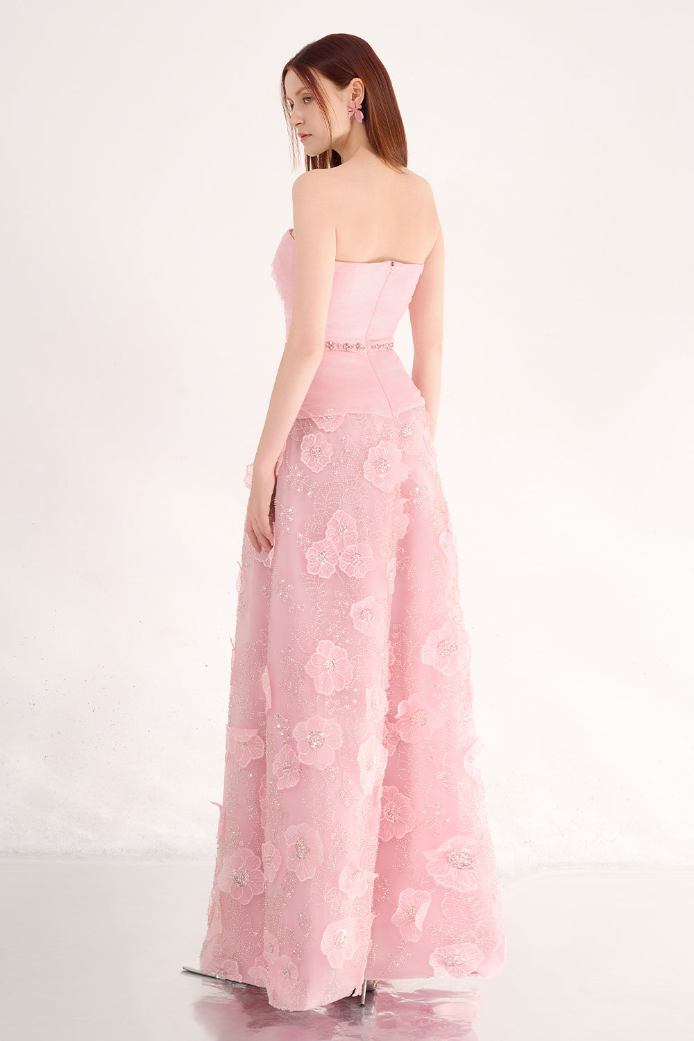 Juliet A-line Flower Applique Polyester Maxi Dress