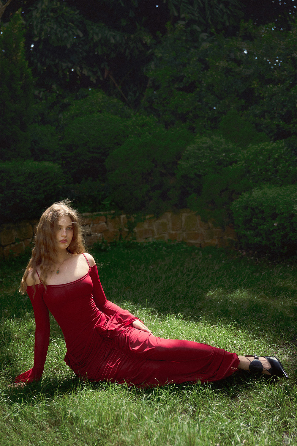 Carmen Mermaid Gathered Stretchy Fabrics Floor Length Dress