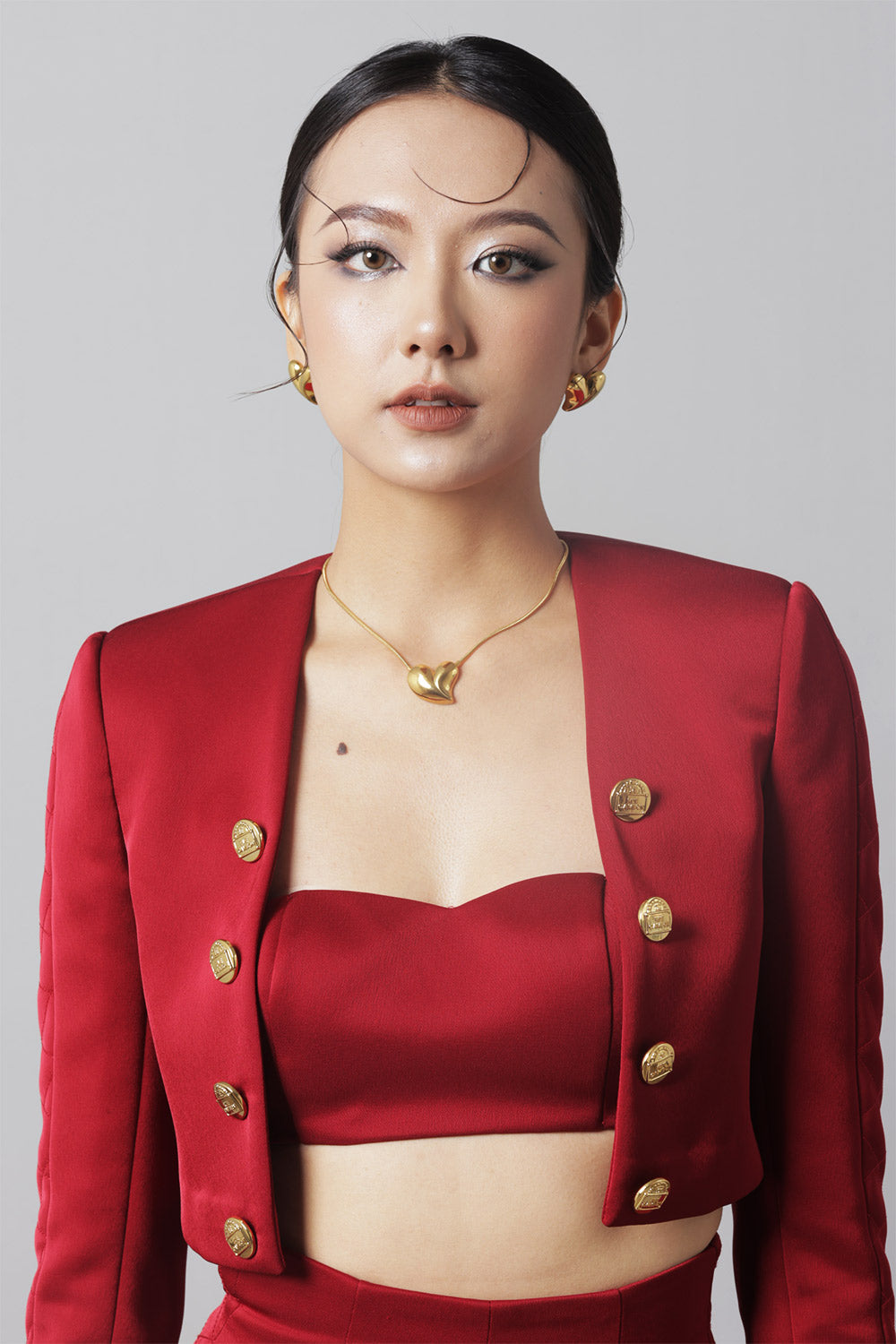 Glamous Strapless Semi-Heart Neck Taffeta Bralette