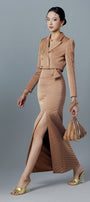 Prestine Sheath Side Slit Taffeta Ankle Length Skirt