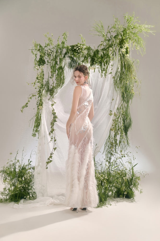 Dulcie Sheath See-Through Lace Ankle Length Dress