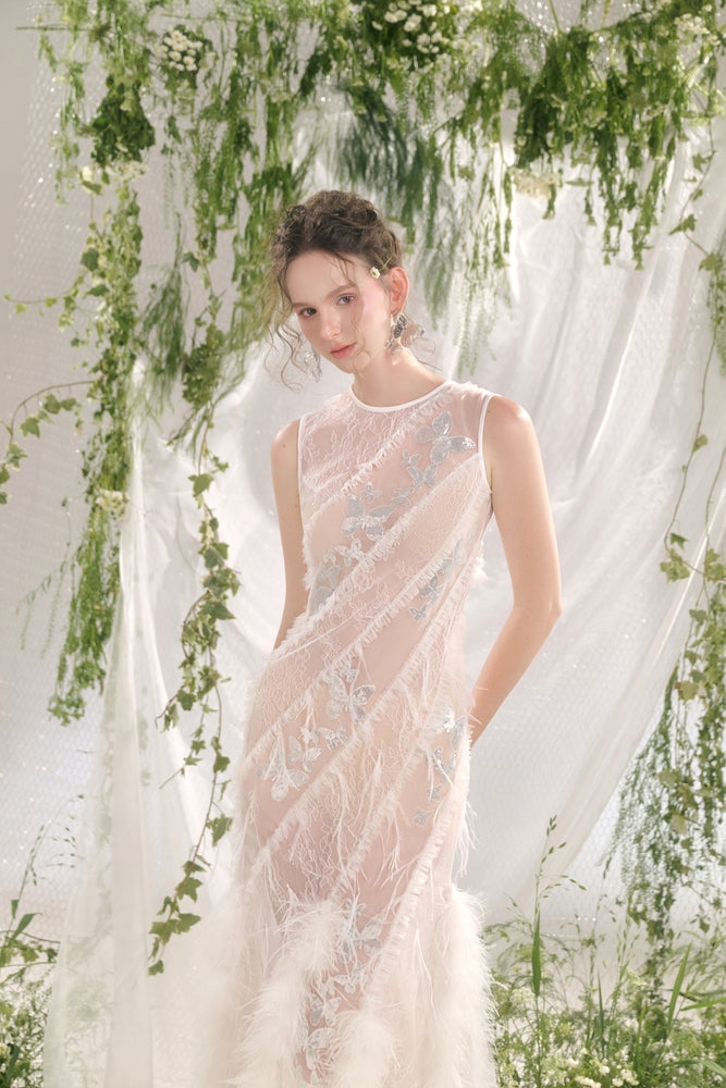 Dulcie Sheath See-Through Lace Ankle Length Dress