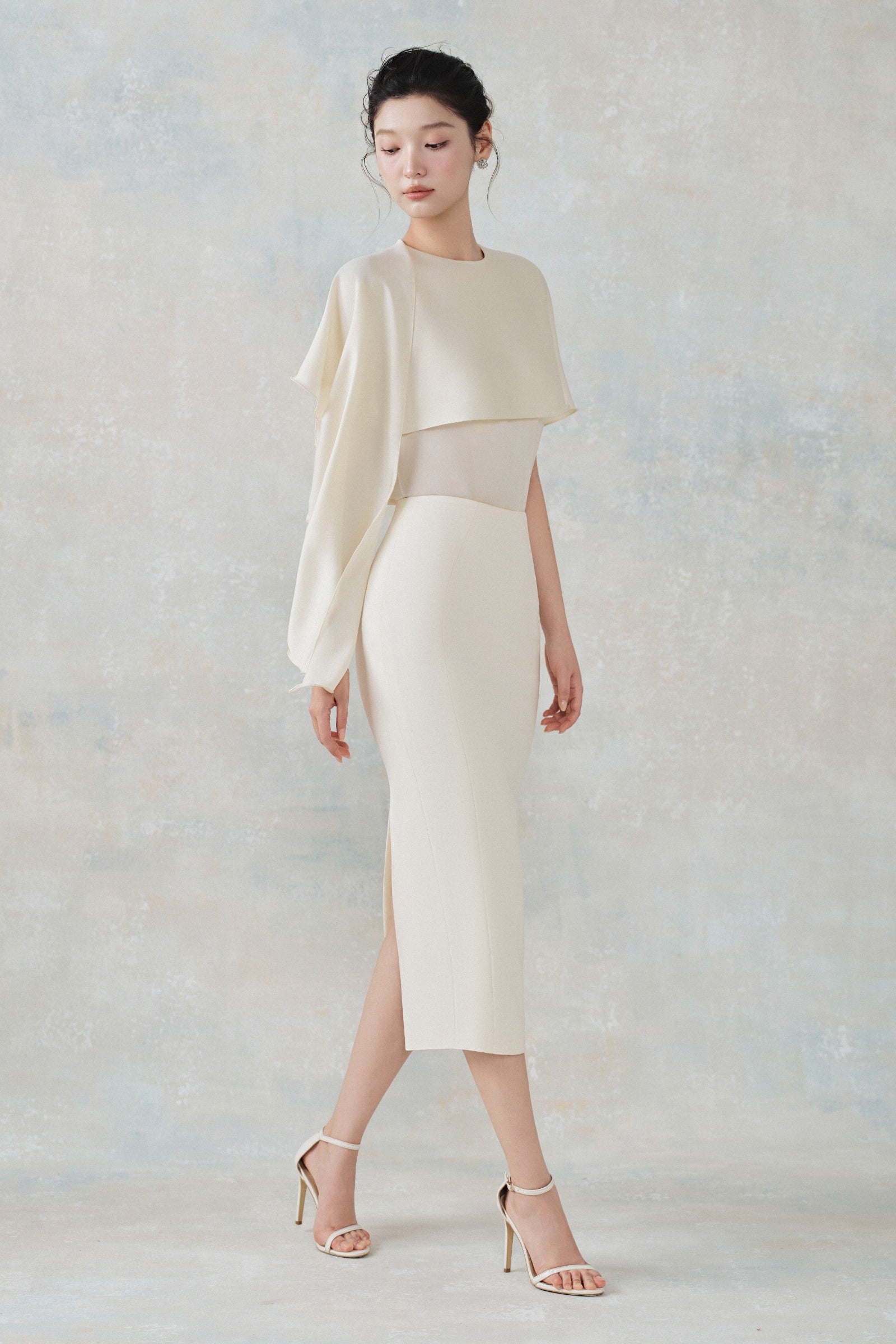 Isalyn Cape Sleeve Synthetic Silk Top